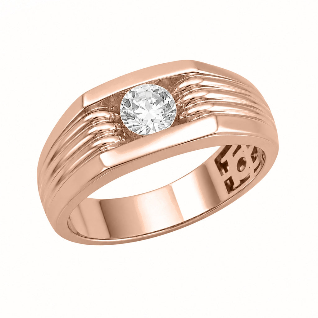 1.00 Carat T.W. Round-cut Lab Grown Diamond (F/VS+) 14K Gold Men's Ring