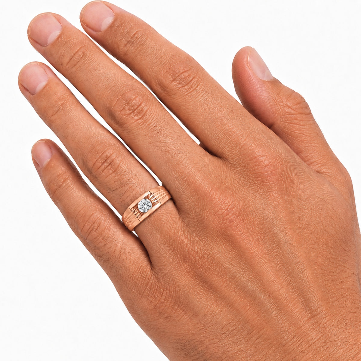 1.00 Carat T.W. Round-cut Lab Grown Diamond (F/VS+) 14K Gold Men's Ring