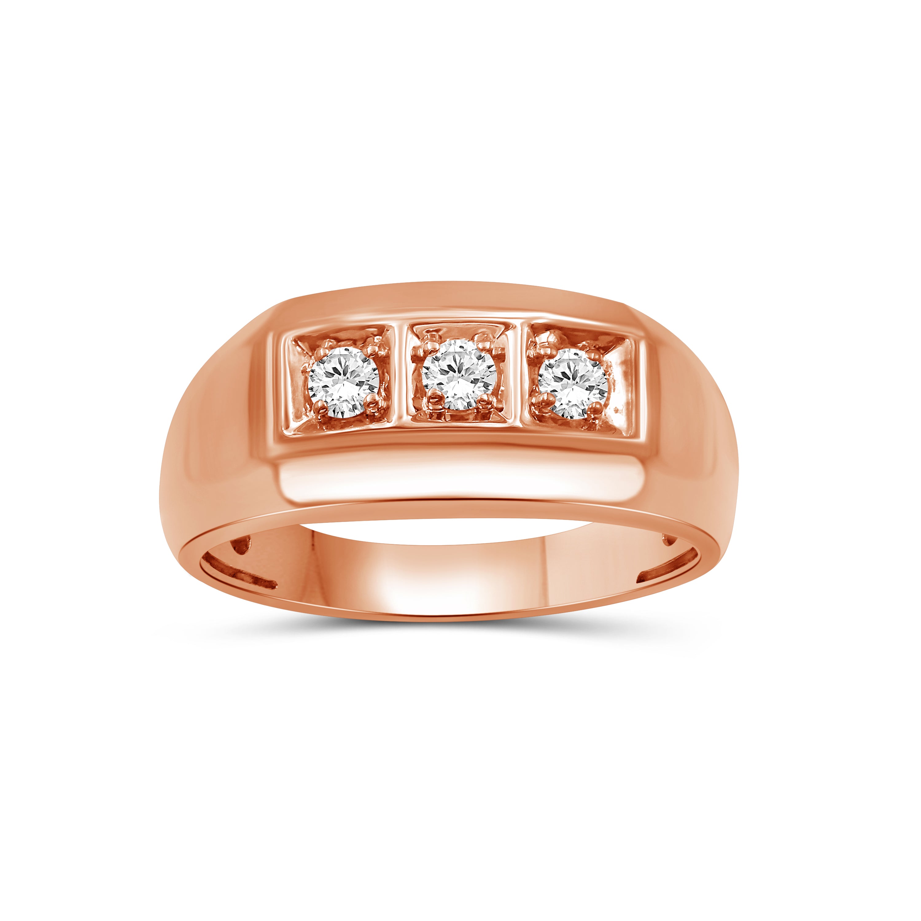 0.50 -1.00 Carat T.W. Round-cut Lab Grown Diamond (F/VS+) 14K Gold 3 Stone Men's Ring