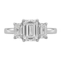 3.00 Carat T.W. Emerald and Trapezoid-cut Lab Grown Diamond (F/VS+) 14K Gold 3 Stone Band Ring