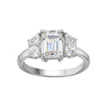 3.00 Carat T.W. Emerald and Trapezoid-cut Lab Grown Diamond (F/VS+) 14K Gold 3 Stone Band Ring