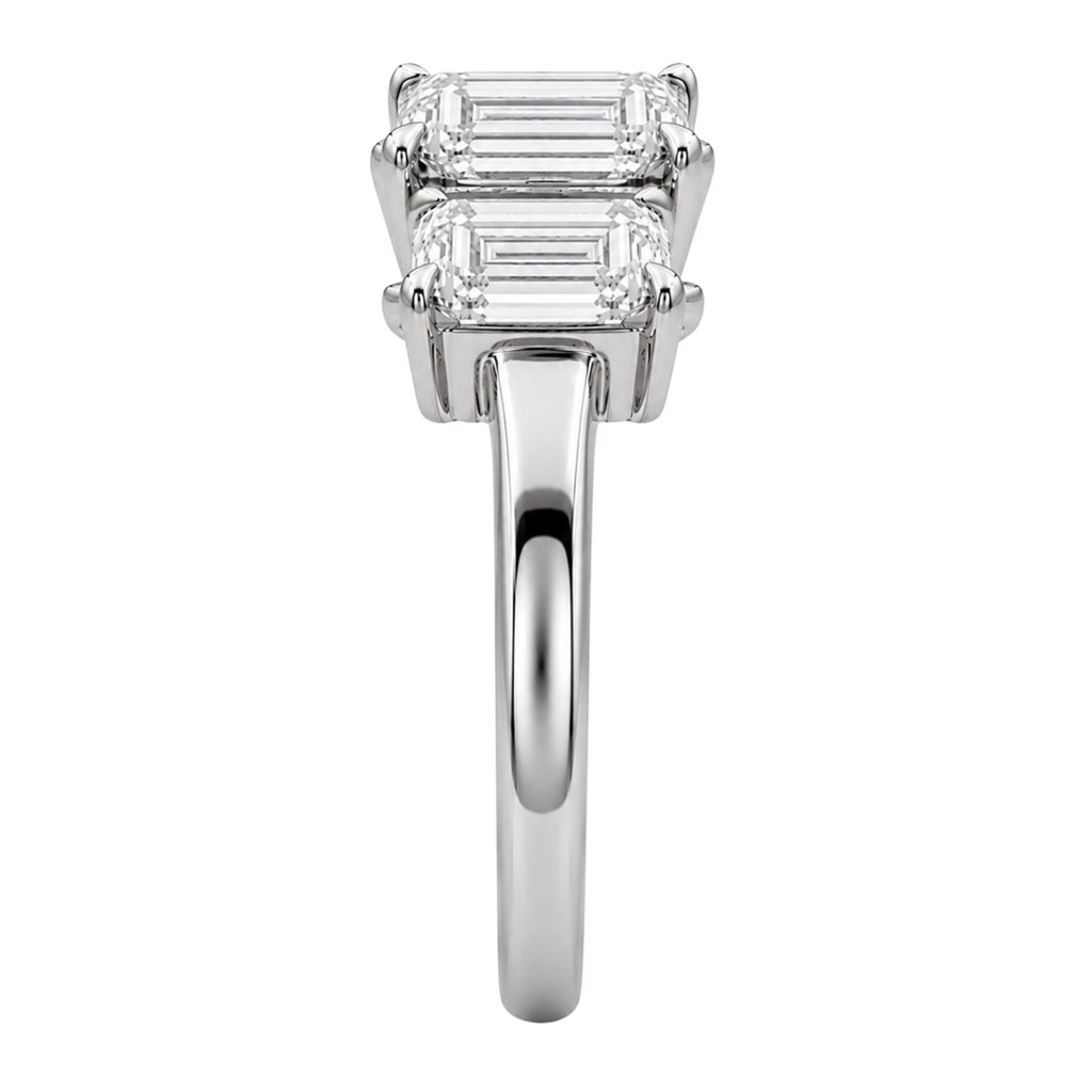 3.00 Carat T.W. Emerald and Trapezoid-cut Lab Grown Diamond (F/VS+) 14K Gold 3 Stone Band Ring