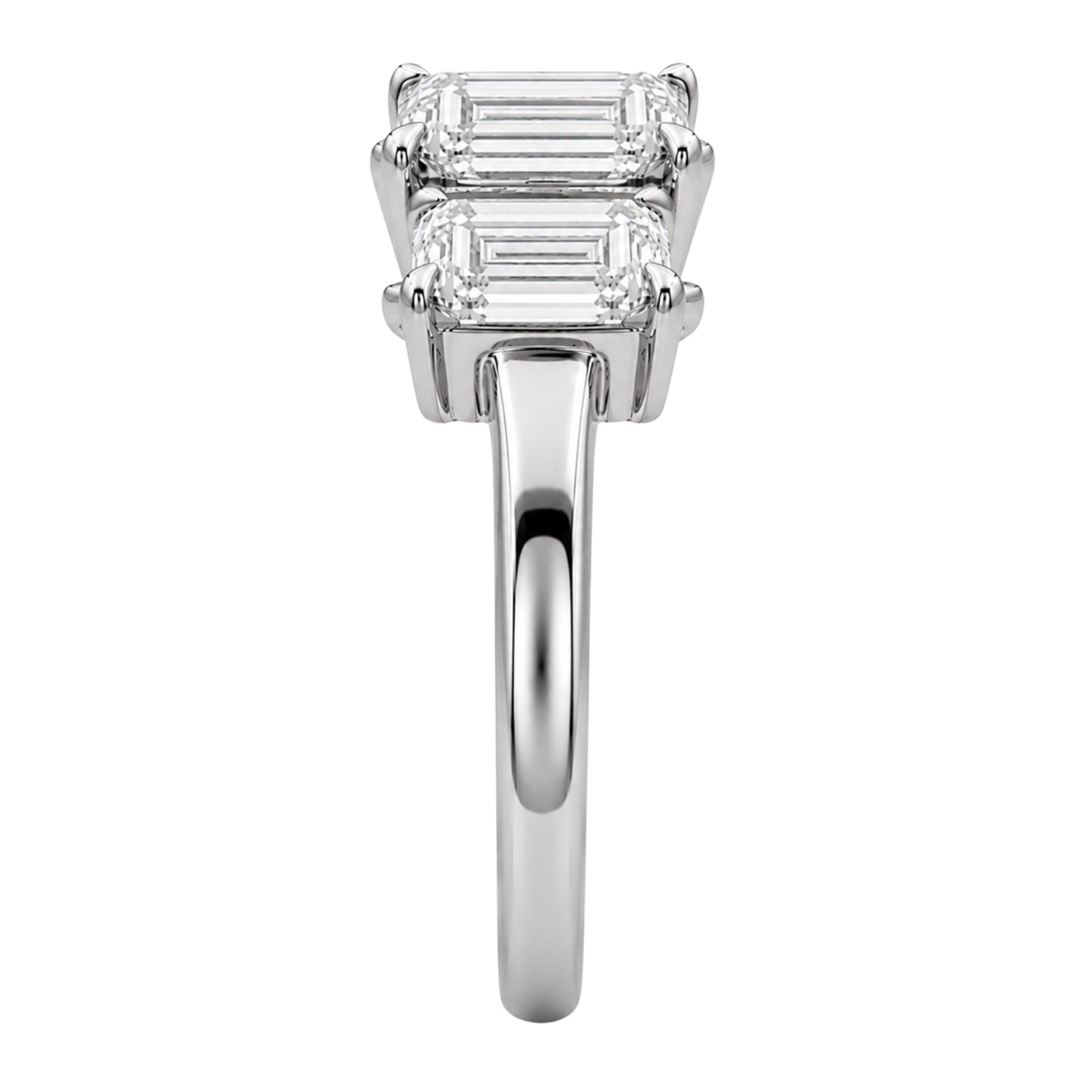 3.00 Carat T.W. Emerald and Trapezoid-cut Lab Grown Diamond (F/VS+) 14K Gold 3 Stone Band Ring