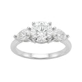 Diamonair 3.00 Carat T.W. Pear and Round-cut Lab Grown Diamond (F/VS+) 14K Gold 3 Stone Band Ring
