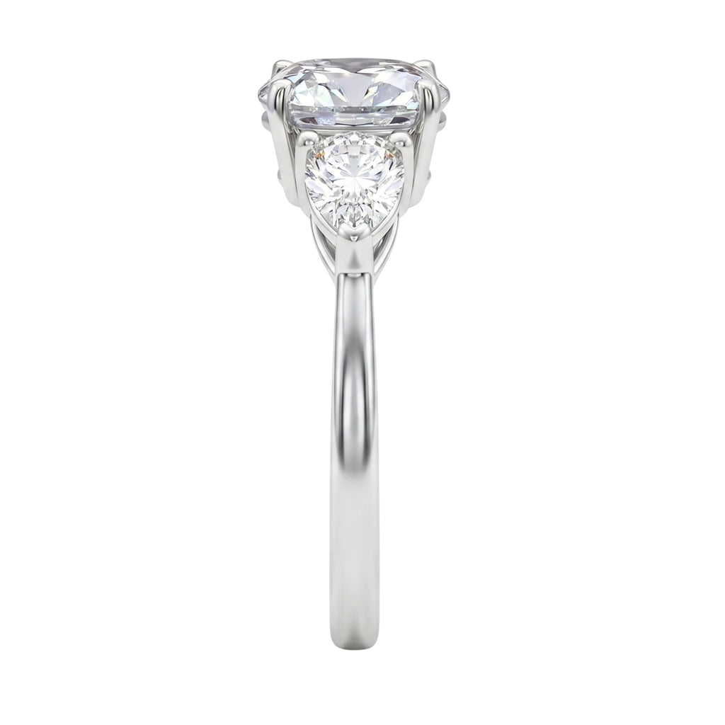 Diamonair 3.00 Carat T.W. Pear and Round-cut Lab Grown Diamond (F/VS+) 14K Gold 3 Stone Band Ring