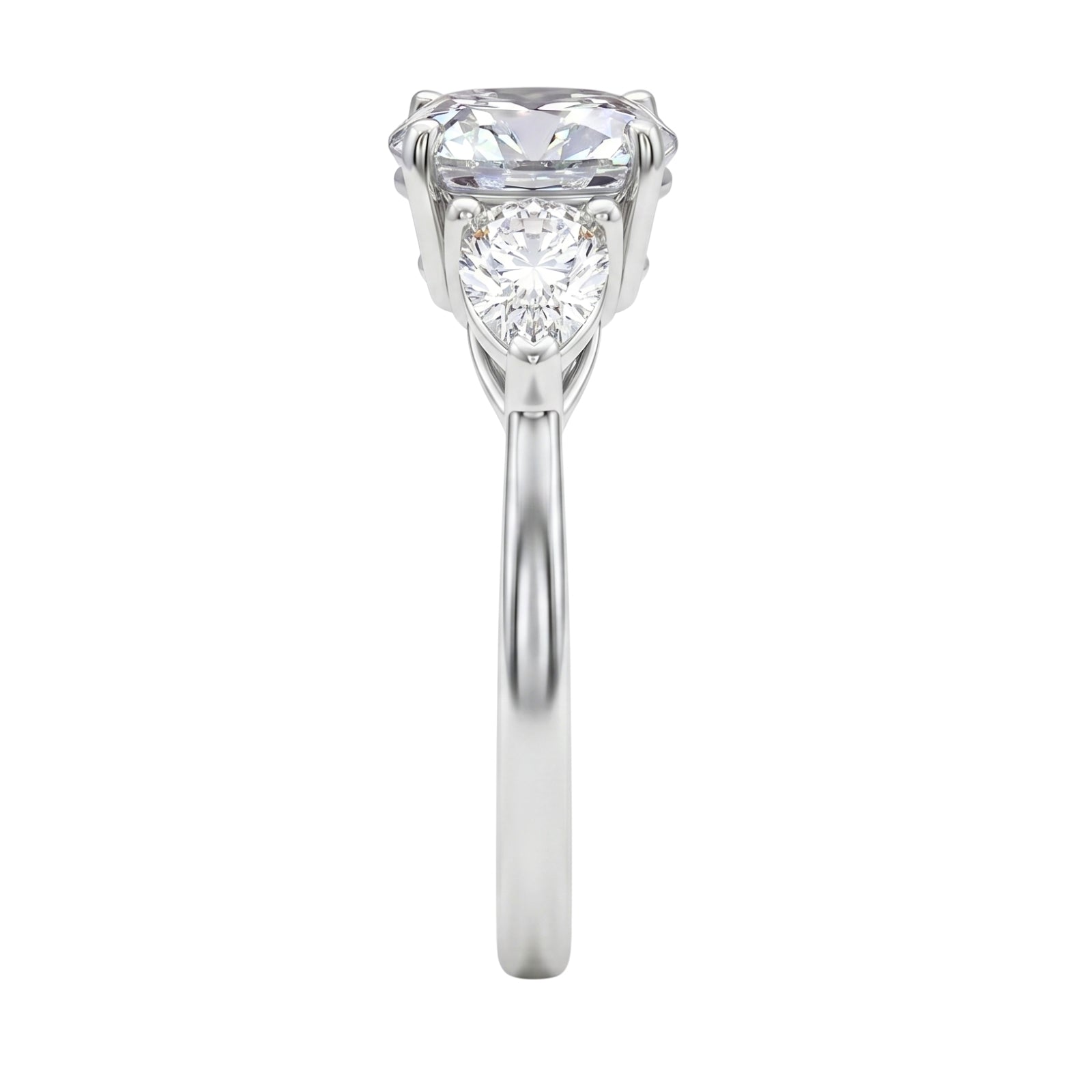 Diamonair 3.00 Carat T.W. Pear and Round-cut Lab Grown Diamond (F/VS+) 14K Gold 3 Stone Band Ring