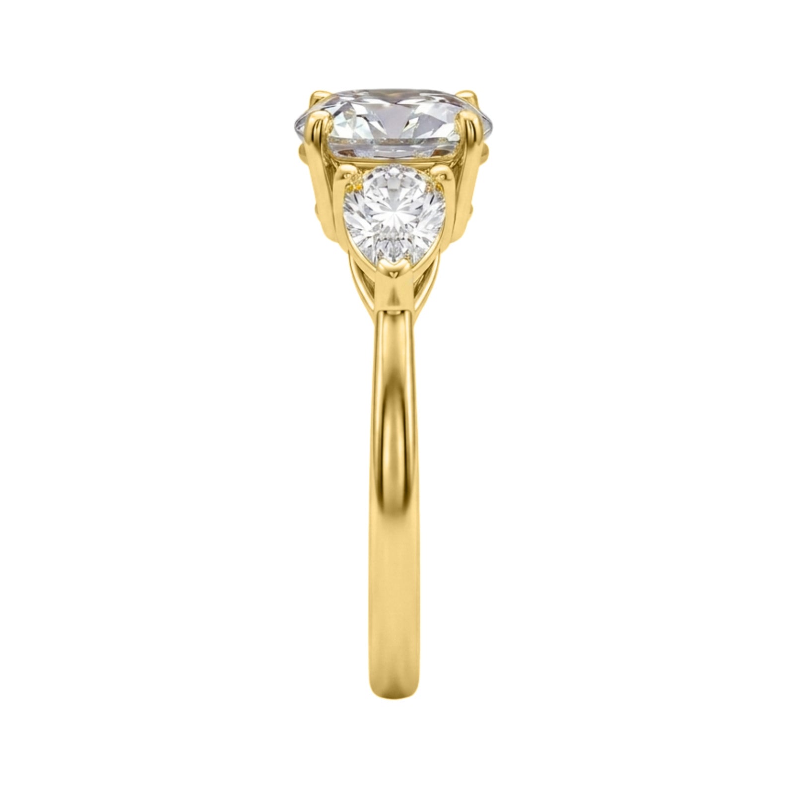 Diamonair 3.00 Carat T.W. Pear and Round-cut Lab Grown Diamond (F/VS+) 14K Gold 3 Stone Band Ring