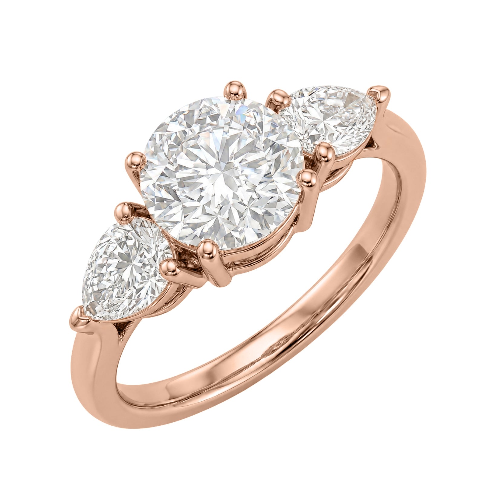 Diamonair 3.00 Carat T.W. Pear and Round-cut Lab Grown Diamond (F/VS+) 14K Gold 3 Stone Band Ring