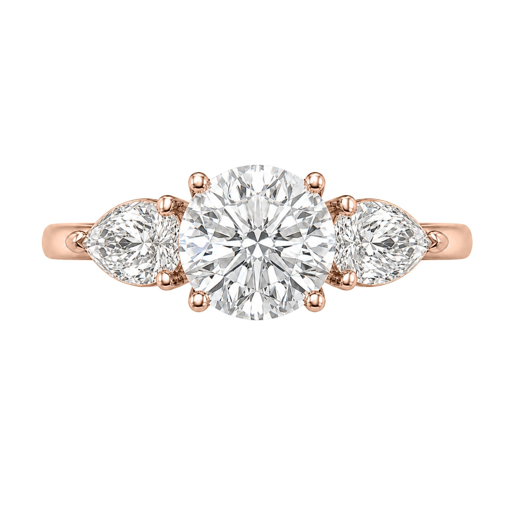 Diamonair 3.00 Carat T.W. Pear and Round-cut Lab Grown Diamond (F/VS+) 14K Gold 3 Stone Band Ring