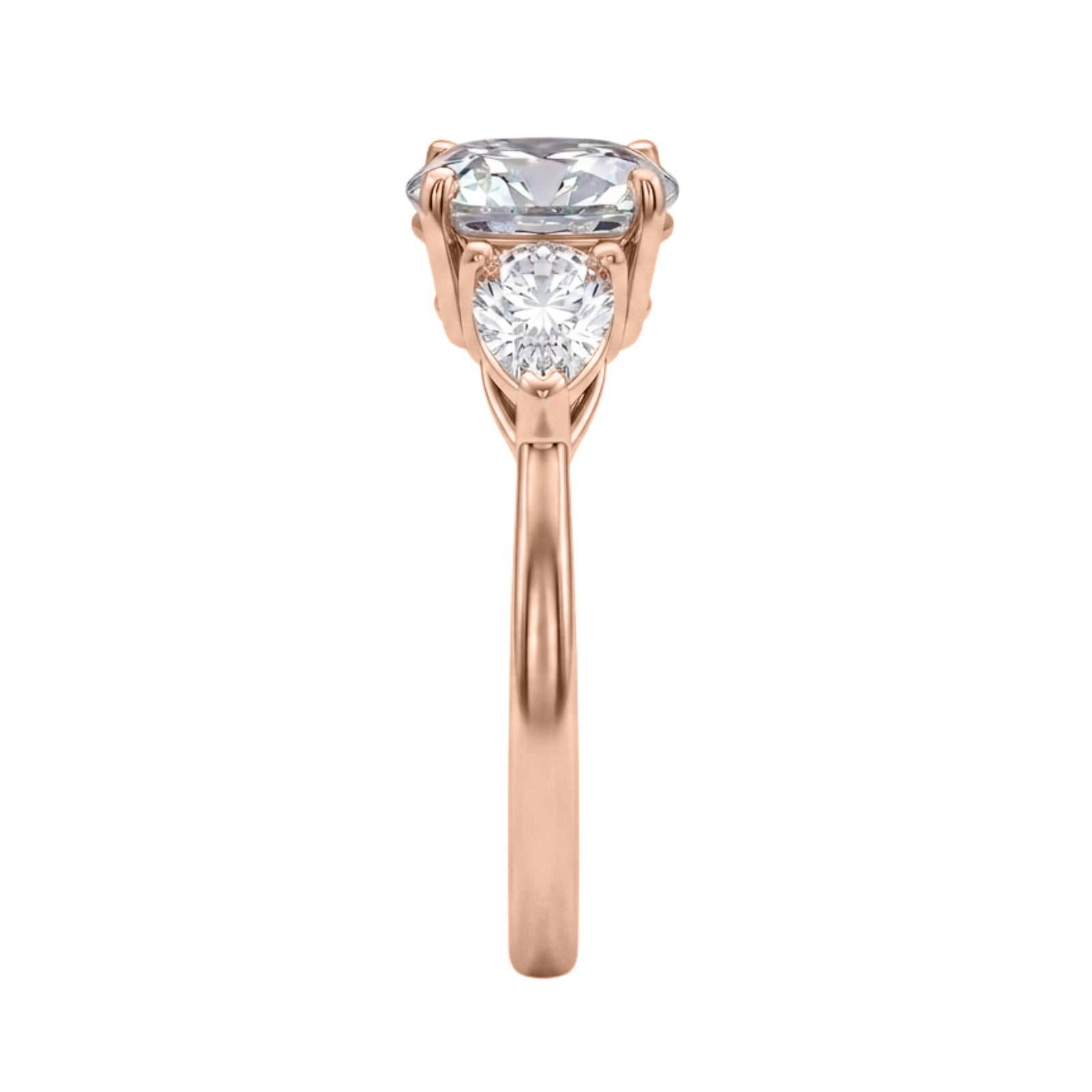 Diamonair 3.00 Carat T.W. Pear and Round-cut Lab Grown Diamond (F/VS+) 14K Gold 3 Stone Band Ring