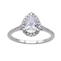 1.00-3.50 Carat T.W. Pear & Round-cut Lab Grown Diamond (F/VS+) 14K Gold Halo Ring