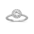 1.00-3.50 Carat T.W. Round-cut Lab Grown Diamond (F/VS+) 14K Gold Halo Ring