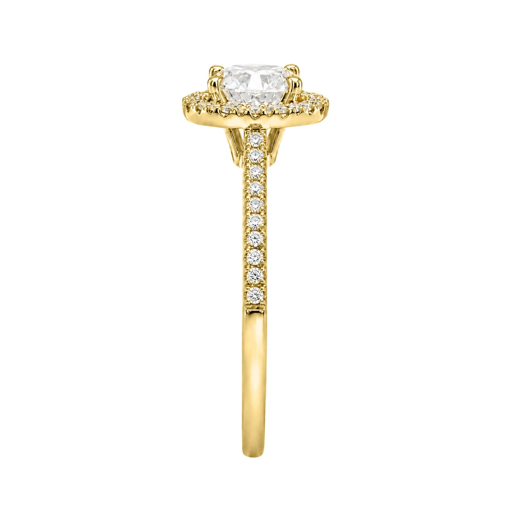 1.00-3.50 Carat T.W. Round-cut Lab Grown Diamond (F/VS+) 14K Gold Halo Ring