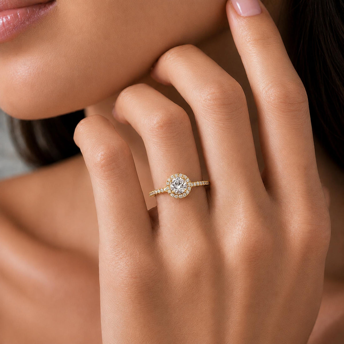 Diamonair Halo Ring Set - Lab Grown Diamond 14K Gold Halo Ring