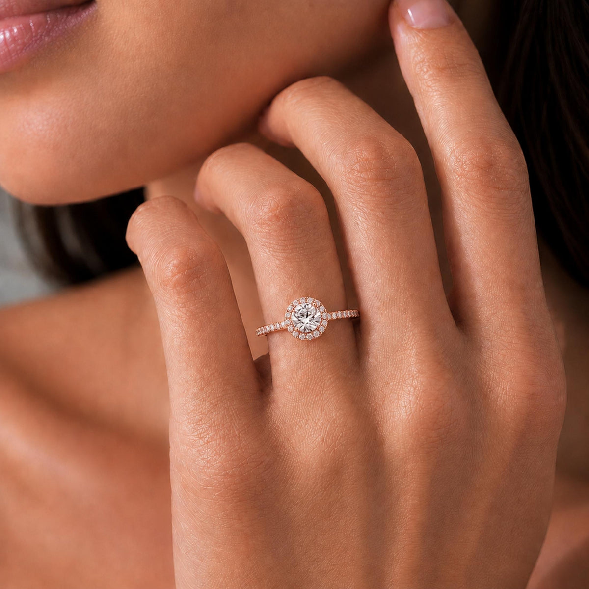 Diamonair Halo Ring Set - Lab Grown Diamond 14K Gold Halo Ring