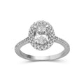 1.00-3.50 Carat T.W. Oval & Round-cut Lab Grown Diamond (F/VS+) 14K Gold Halo Ring