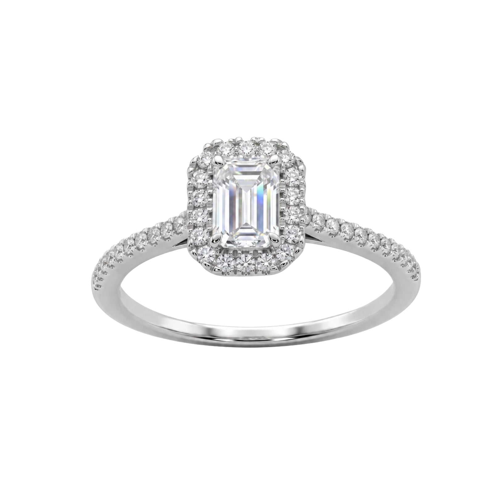 1.00-3.50 Carat T.W. Oval & Round-cut Lab Grown Diamond (F/VS+) 14K Gold Halo Ring