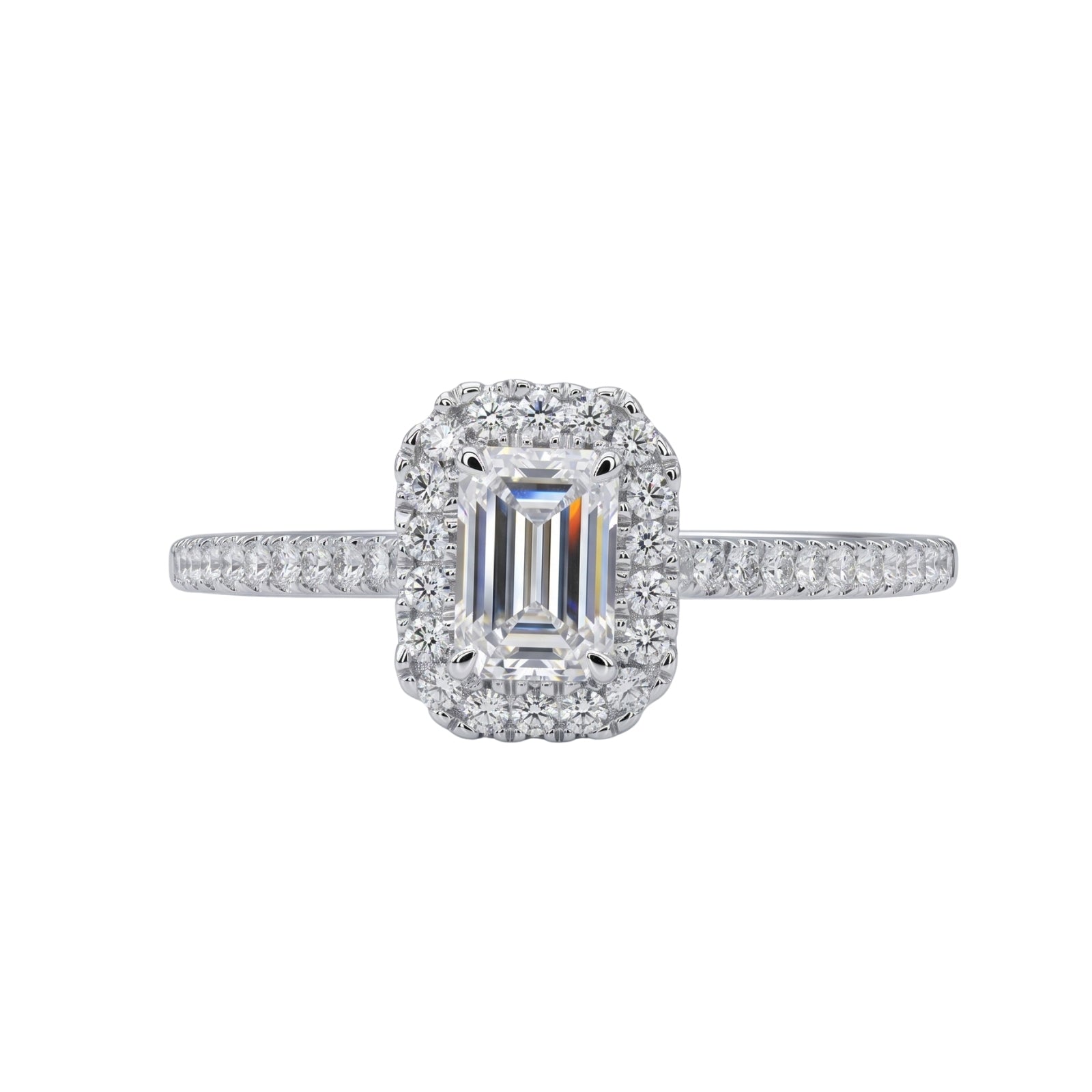 1.00-3.50 Carat T.W. Oval & Round-cut Lab Grown Diamond (F/VS+) 14K Gold Halo Ring