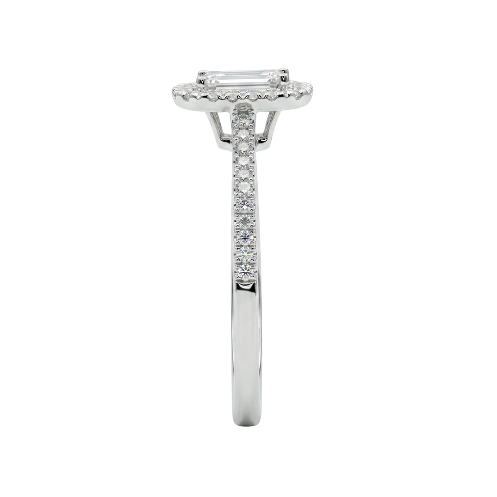 1.00-3.50 Carat T.W. Oval & Round-cut Lab Grown Diamond (F/VS+) 14K Gold Halo Ring