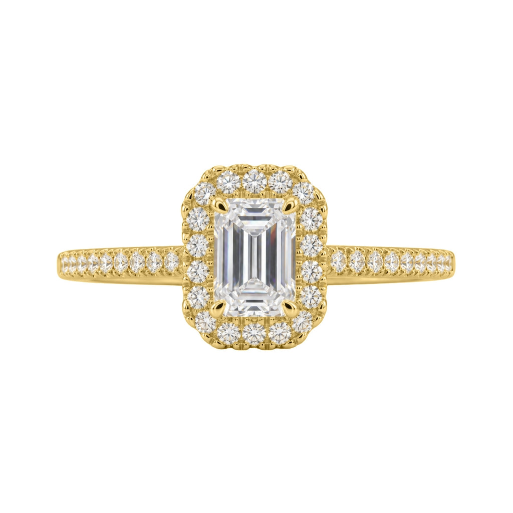 1.00-3.50 Carat T.W. Oval & Round-cut Lab Grown Diamond (F/VS+) 14K Gold Halo Ring