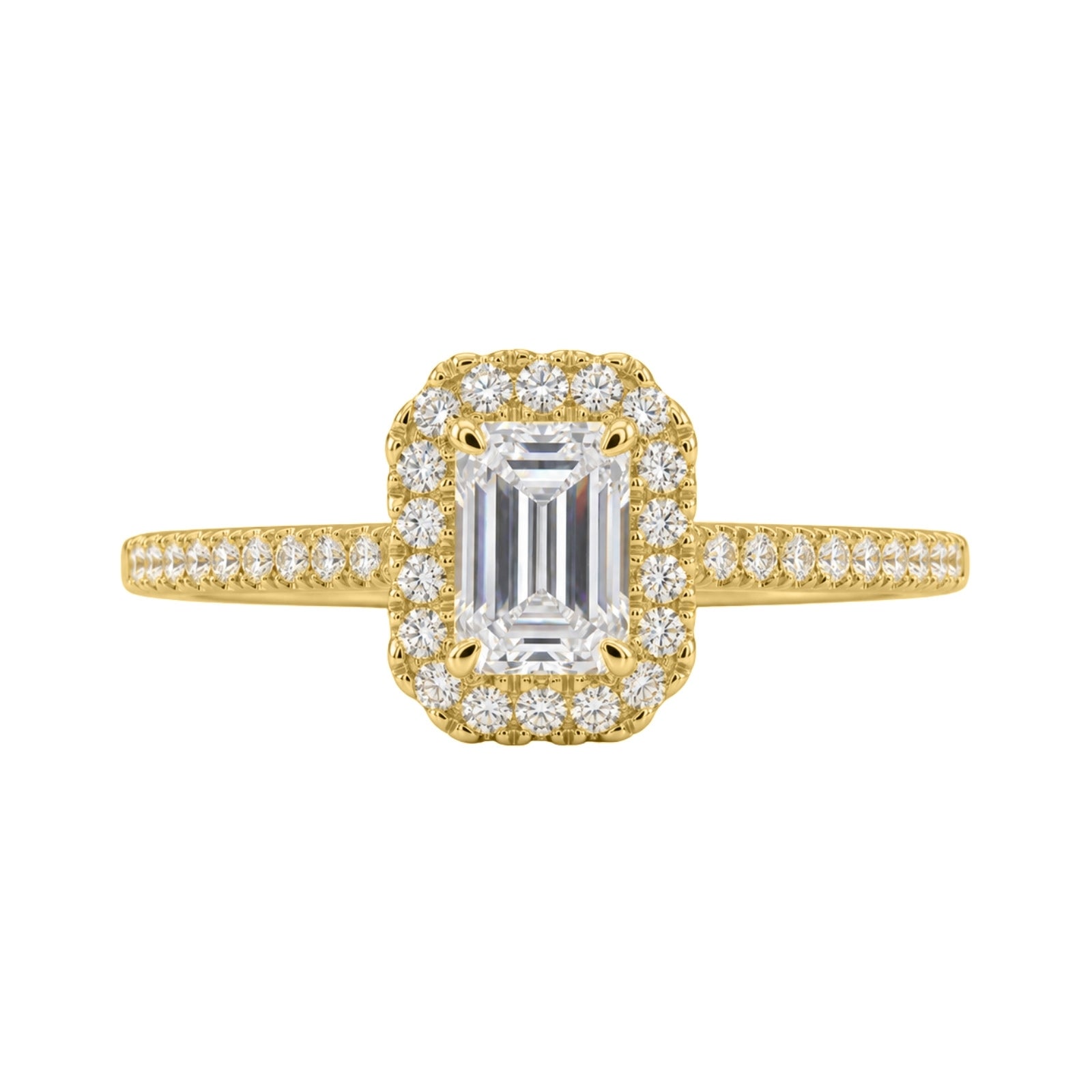 1.00-3.50 Carat T.W. Oval & Round-cut Lab Grown Diamond (F/VS+) 14K Gold Halo Ring