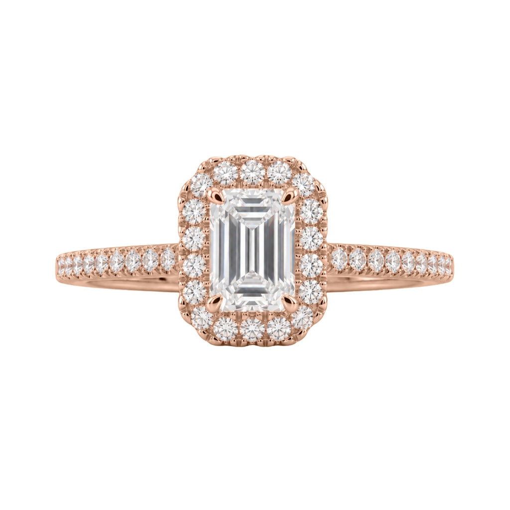 1.00-3.50 Carat T.W. Oval & Round-cut Lab Grown Diamond (F/VS+) 14K Gold Halo Ring