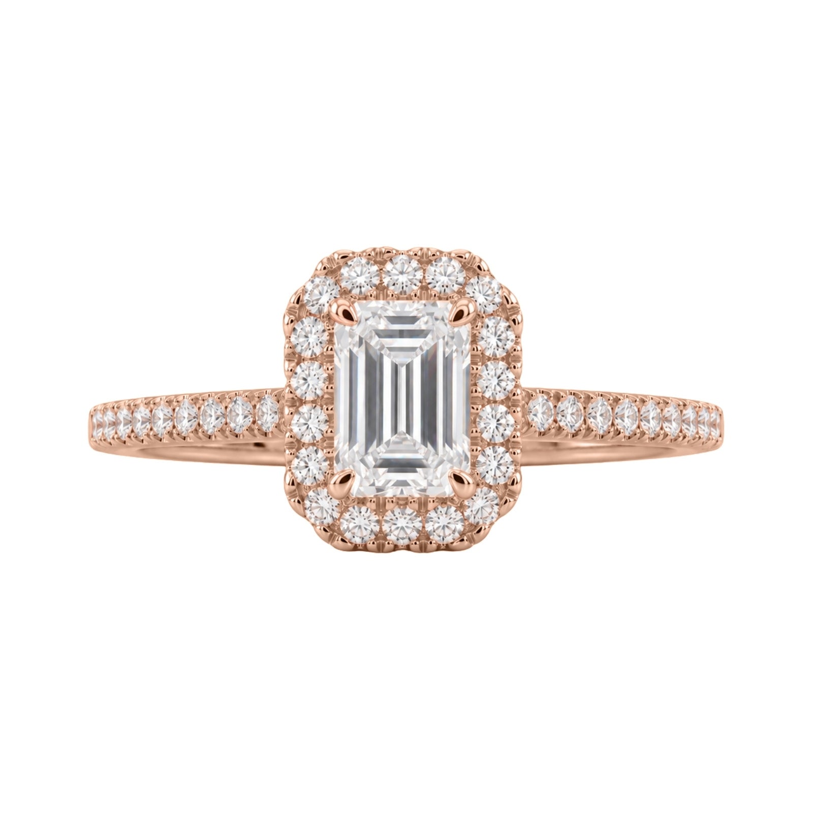 1.00-3.50 Carat T.W. Oval & Round-cut Lab Grown Diamond (F/VS+) 14K Gold Halo Ring