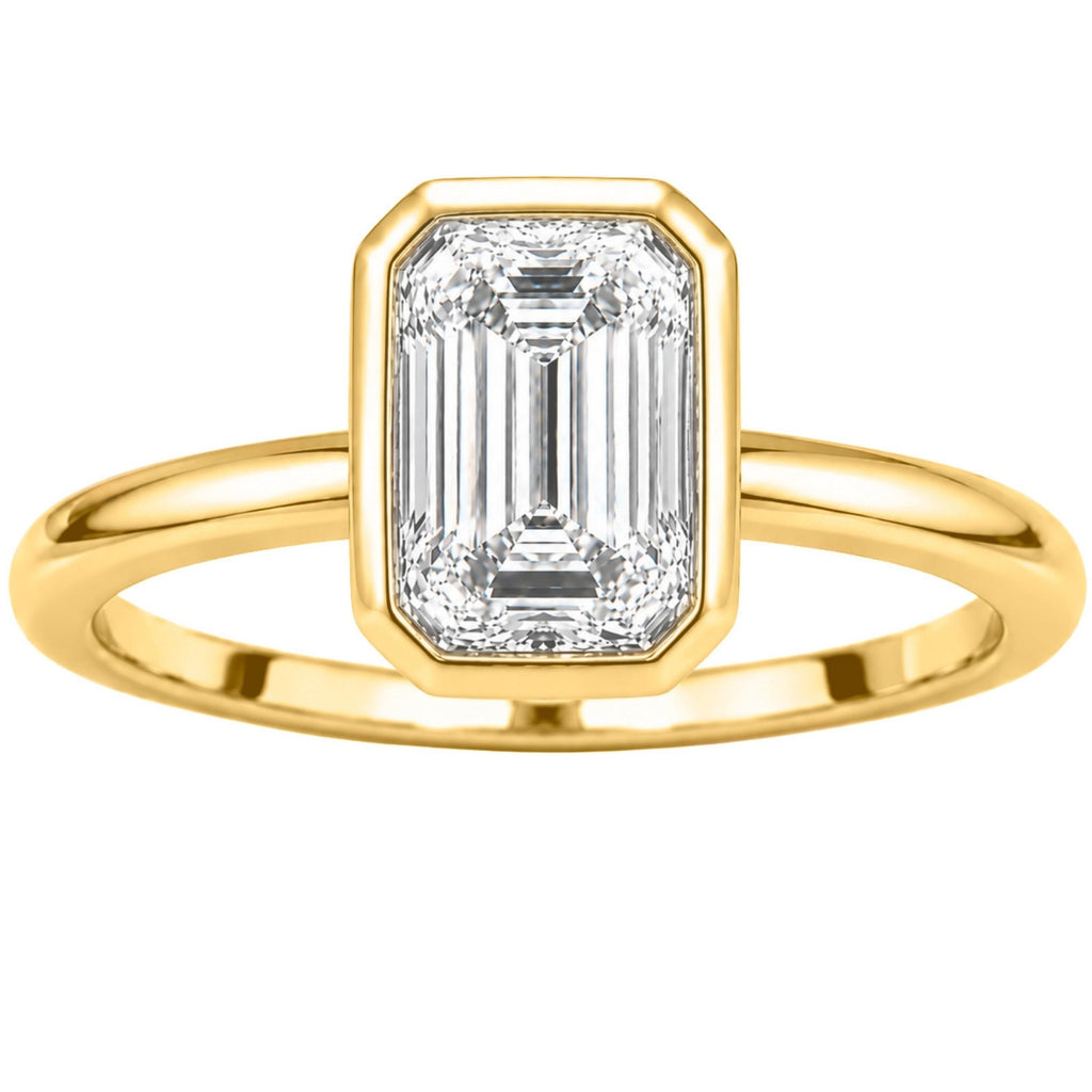 Diamonair Solitaire Ring Set - Lab Grown Diamond 14K Gold Bezel Solitaire Ring
