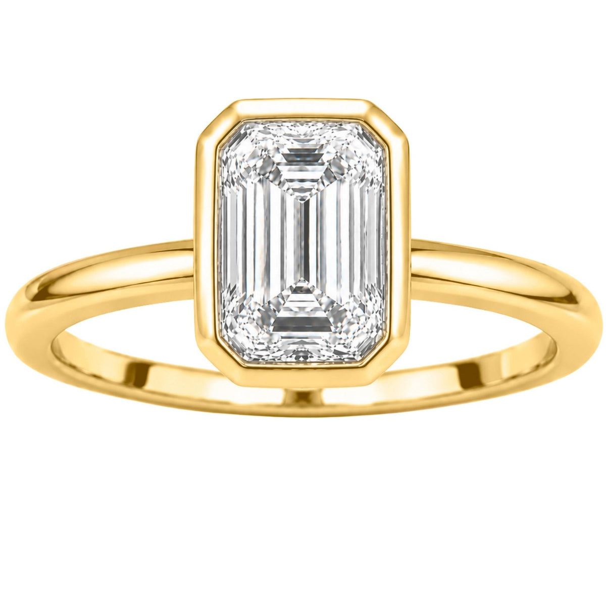 Diamonair Solitaire Ring Set - Lab Grown Diamond 14K Gold Bezel Solitaire Ring