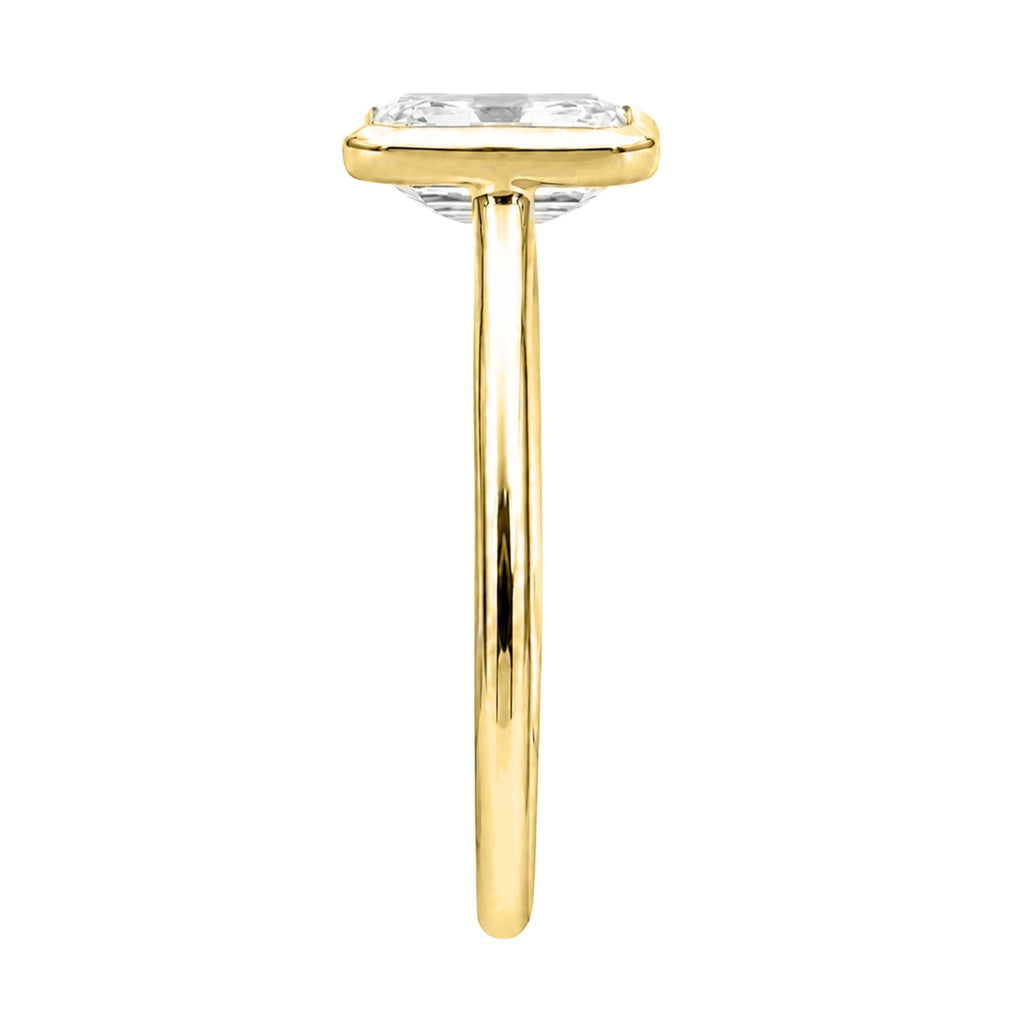 1.00-6.00 Carat T.W. Emerald-cut IGI Certified Lab Grown Diamond (F/VS+) 14K Gold Bezel Set Ring