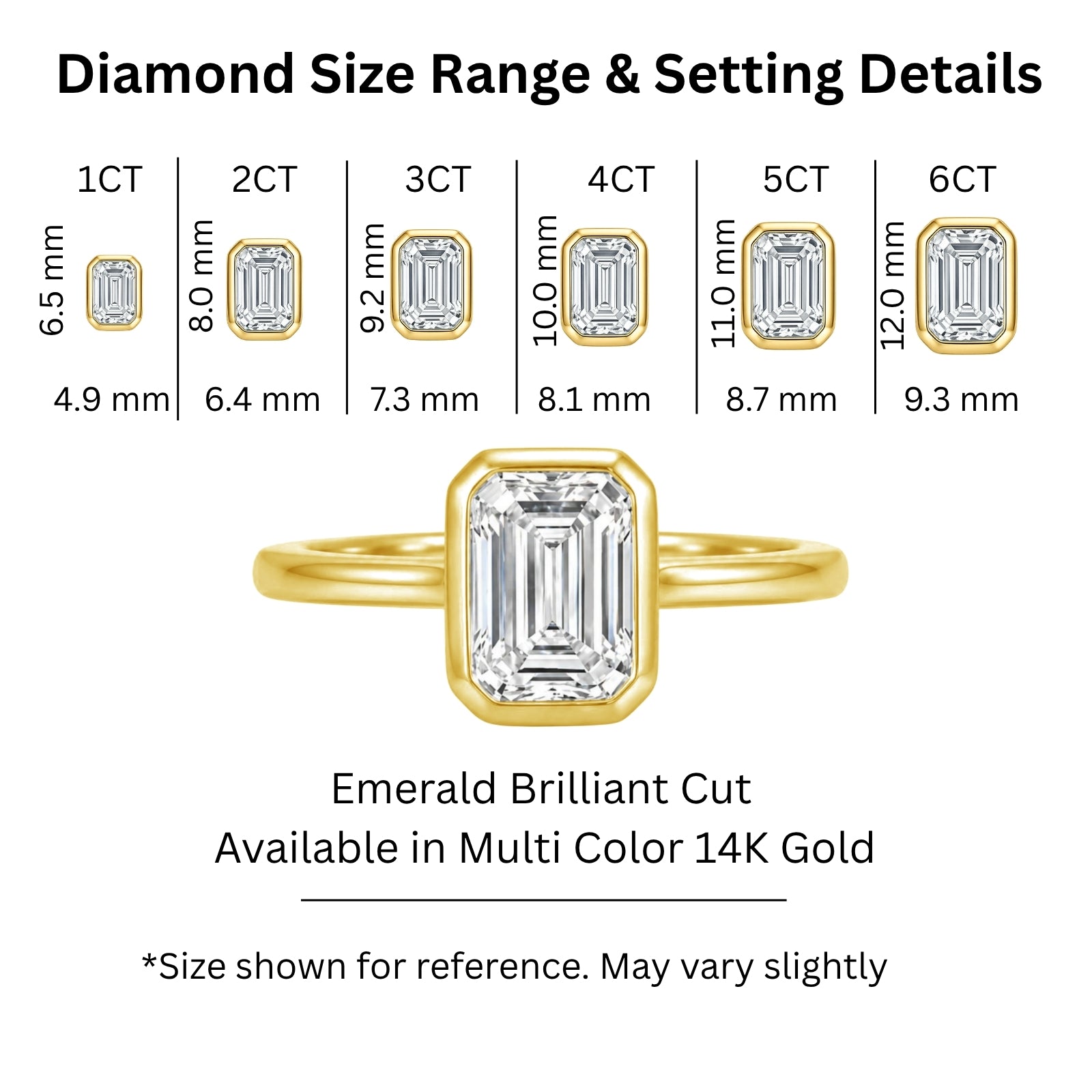 1.00-6.00 Carat T.W. Emerald-cut IGI Certified Lab Grown Diamond (F/VS+) 14K Gold Bezel Set Ring