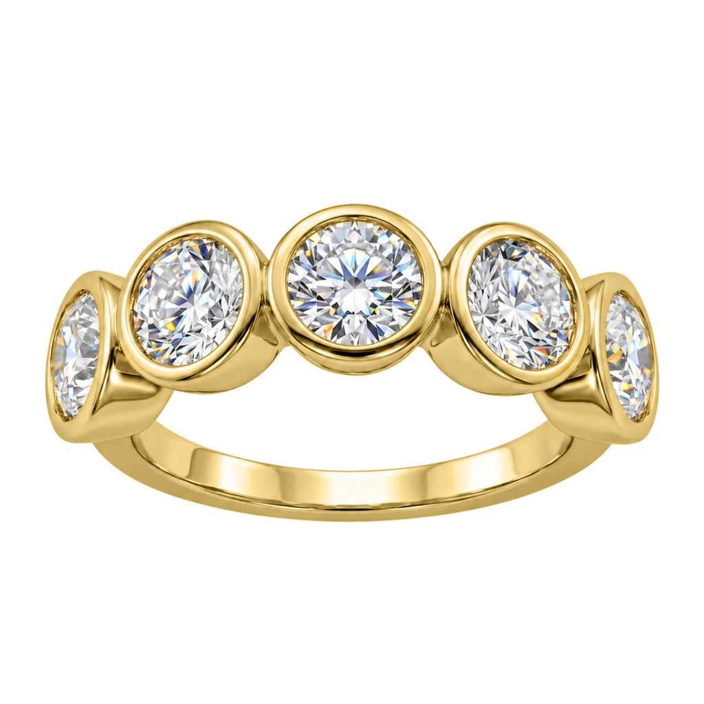Diamonair 5 Stone Bezel Ring set - Lab Grown Diamond 14K Gold 5 Stone Bezel Ring