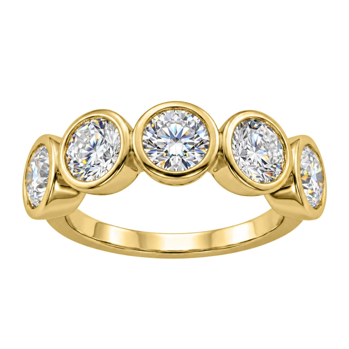 Diamonair 5 Stone Bezel Ring set - Lab Grown Diamond 14K Gold 5 Stone Bezel Ring