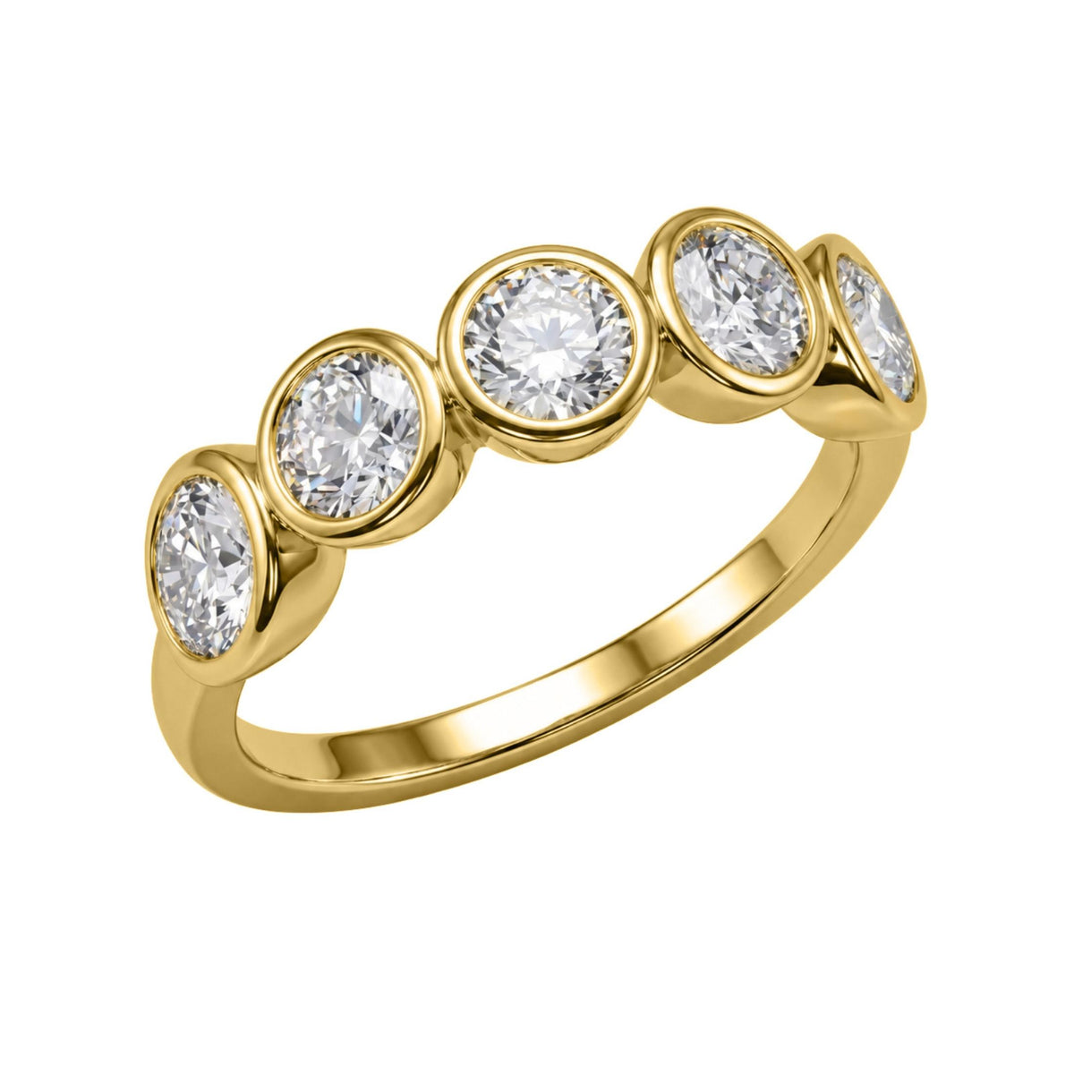Diamonair 5 Stone Bezel Ring set - Lab Grown Diamond 14K Gold 5 Stone Bezel Ring