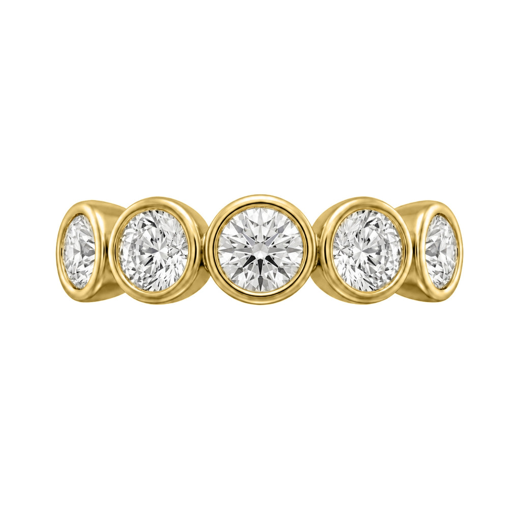 3.00 Carat T.W. Round-cut Lab Grown Diamond (F/VS+) 14K Gold Bezel Set 5 Stone Band Ring