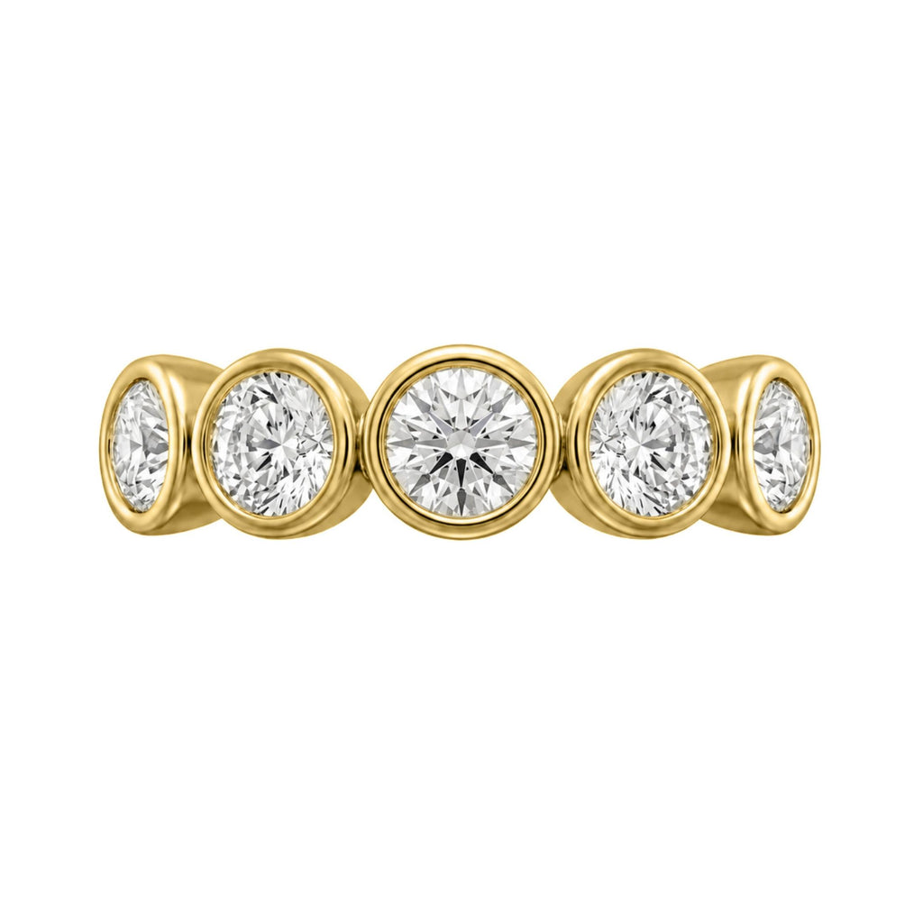 Diamonair 5 Stone Bezel Ring set - Lab Grown Diamond 14K Gold 5 Stone Bezel Ring
