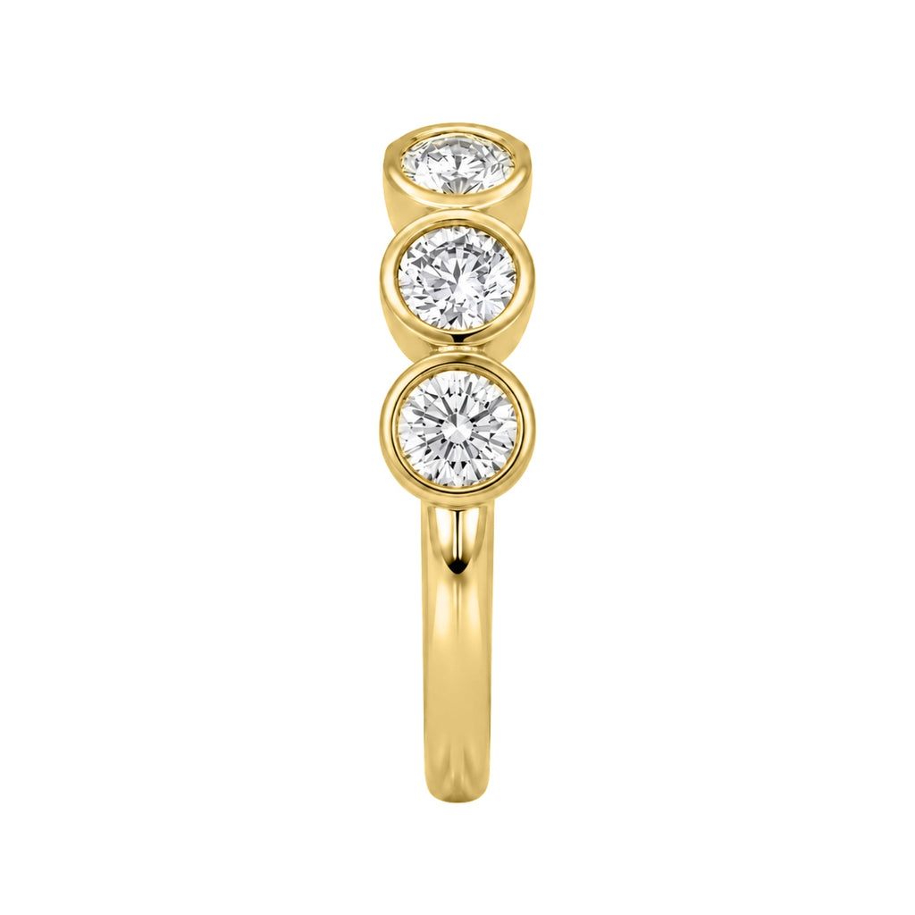 3.00 Carat T.W. Round-cut Lab Grown Diamond (F/VS+) 14K Gold Bezel Set 5 Stone Band Ring