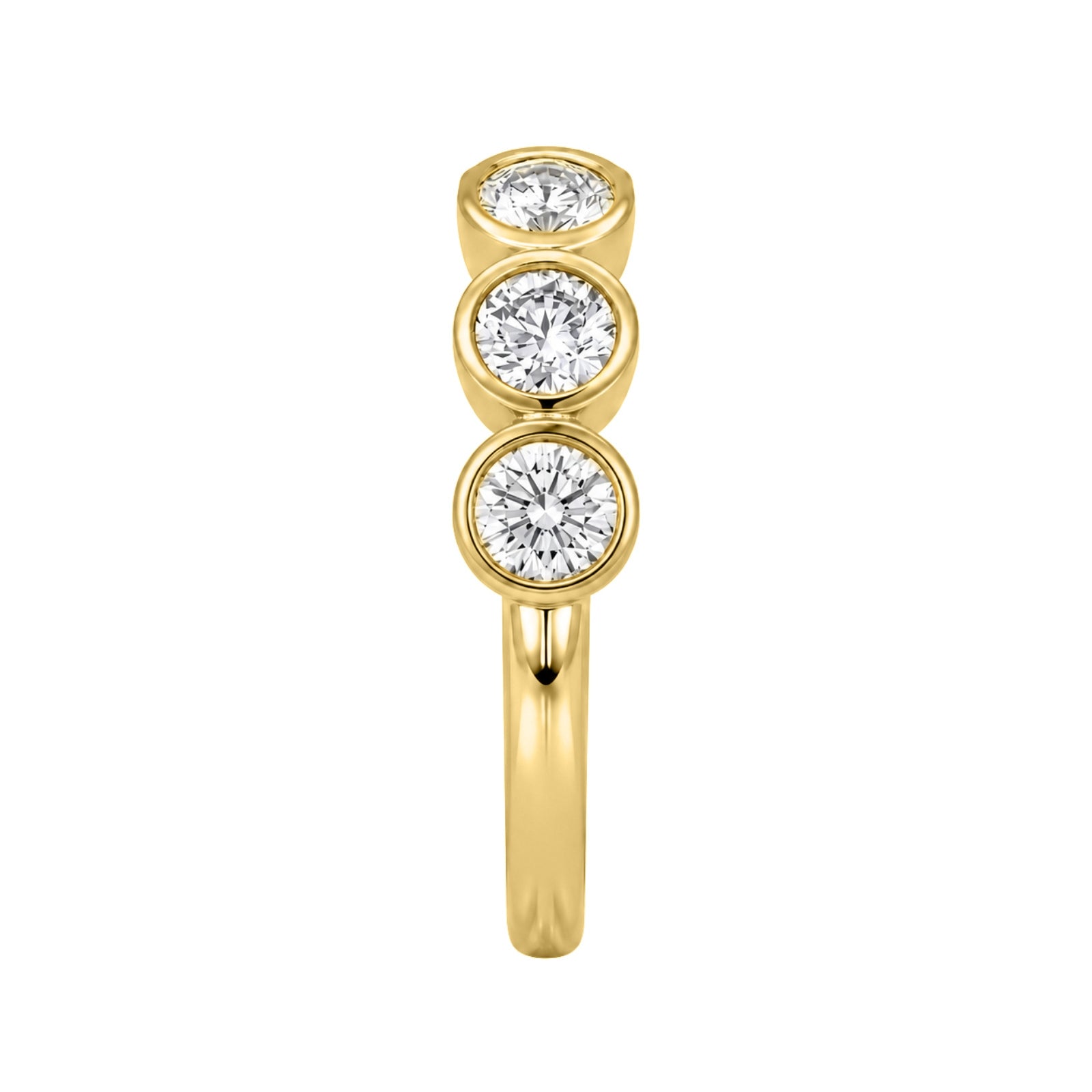 3.00 Carat T.W. Round-cut Lab Grown Diamond (F/VS+) 14K Gold Bezel Set 5 Stone Band Ring