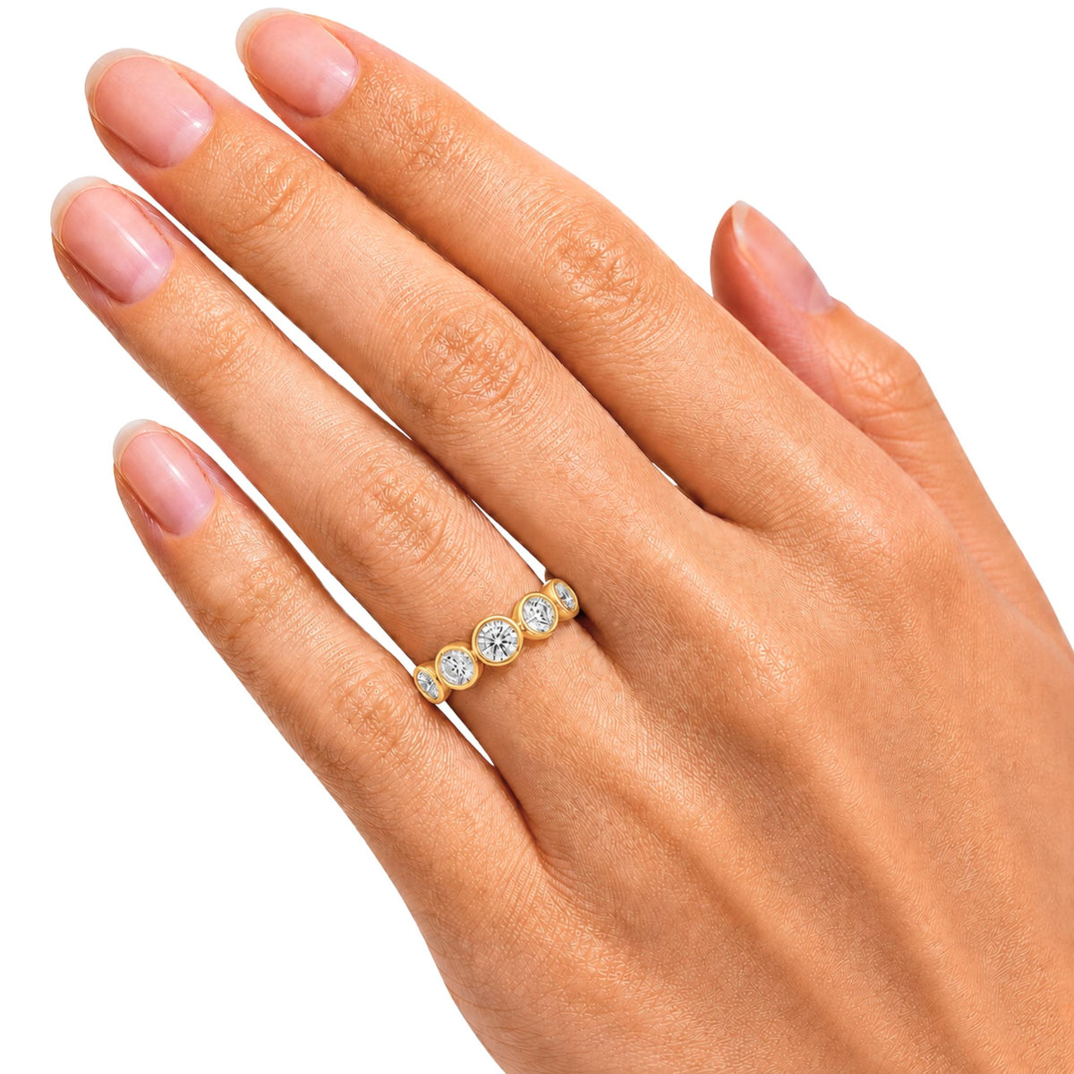 Diamonair 5 Stone Bezel Ring set - Lab Grown Diamond 14K Gold 5 Stone Bezel Ring