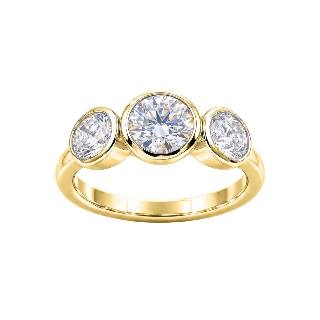 Diamonair 3 Stone Bezel Ring set - Lab Grown Diamond 14K Gold 3 Stone Bezel Ring