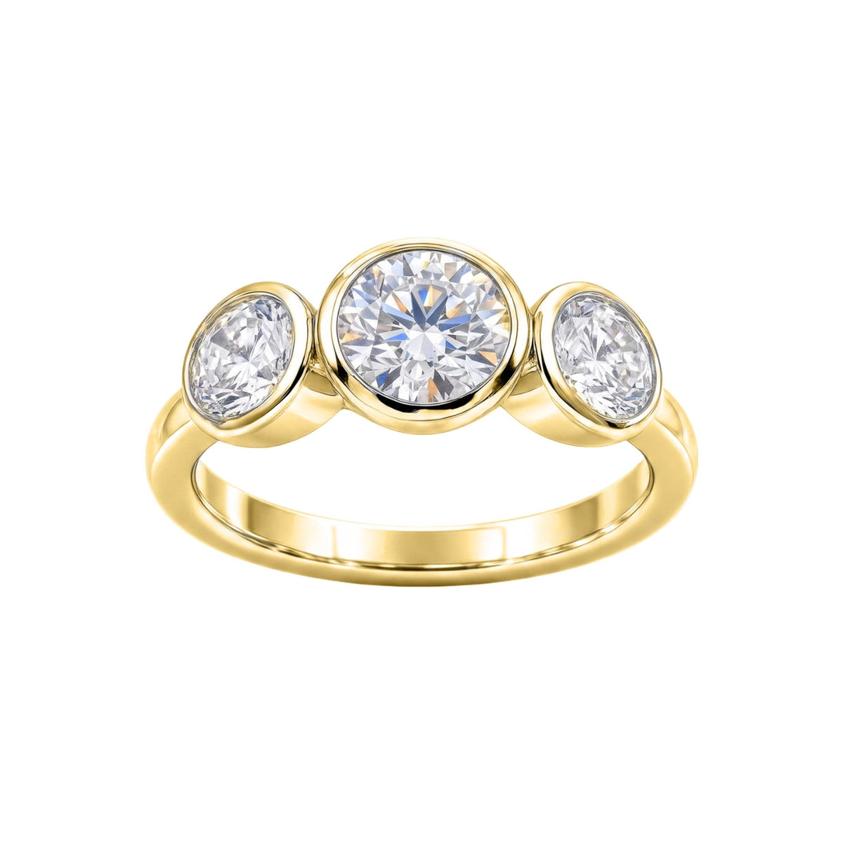 Diamonair 3 Stone Bezel Ring set - Lab Grown Diamond 14K Gold 3 Stone Bezel Ring
