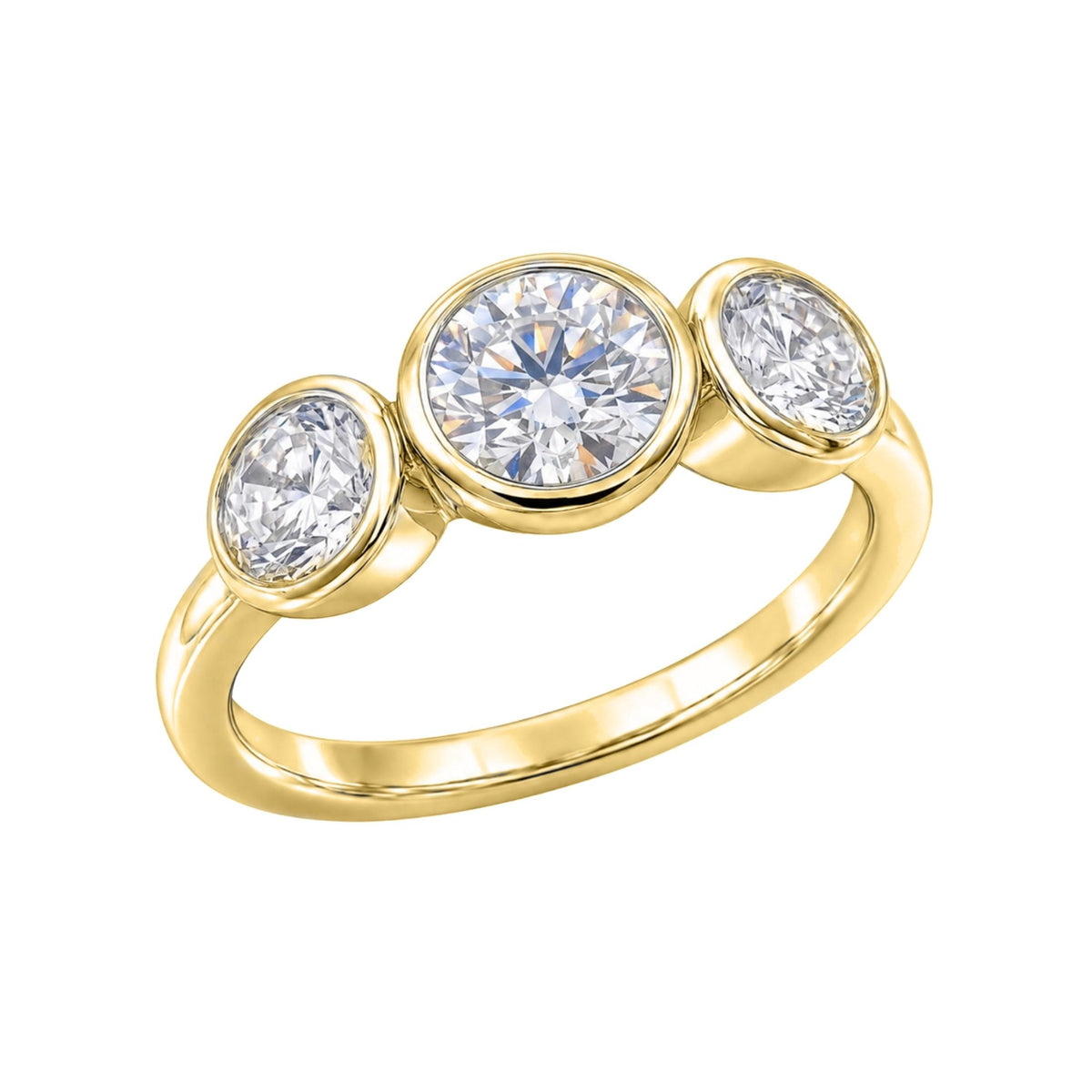 Diamonair 3 Stone Bezel Ring set - Lab Grown Diamond 14K Gold 3 Stone Bezel Ring