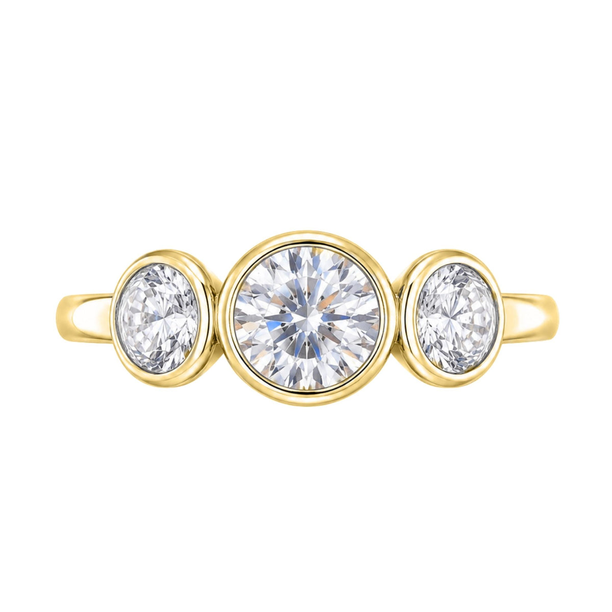 Diamonair 3 Stone Bezel Ring set - Lab Grown Diamond 14K Gold 3 Stone Bezel Ring