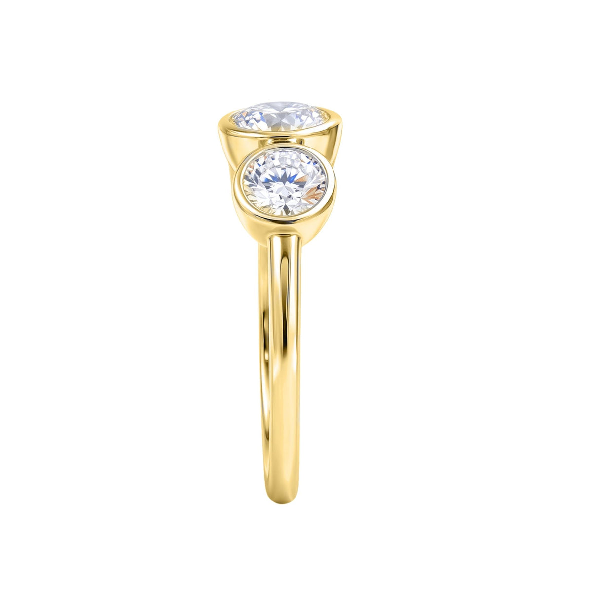 Diamonair 3 Stone Bezel Ring set - Lab Grown Diamond 14K Gold 3 Stone Bezel Ring