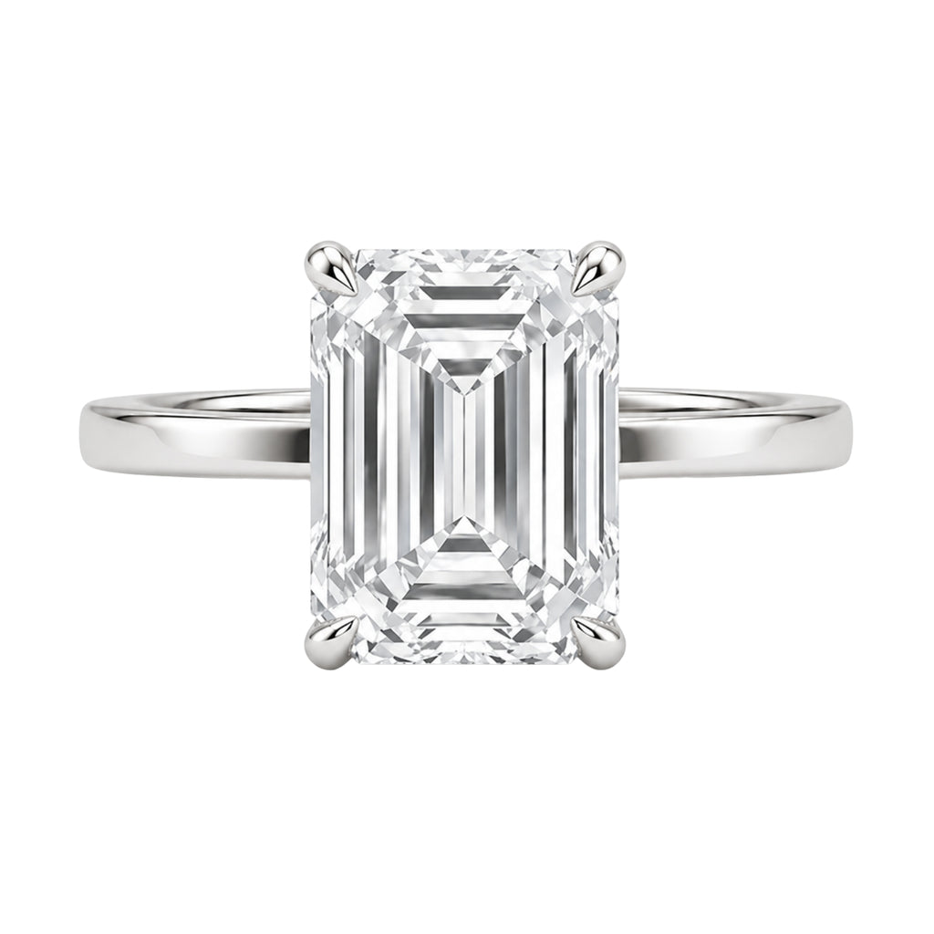 1.00-6.00 Carat T.W. Emerald-cut IGI Certified Lab Grown Diamond (F/VS+) 14K Gold Solitaire Ring