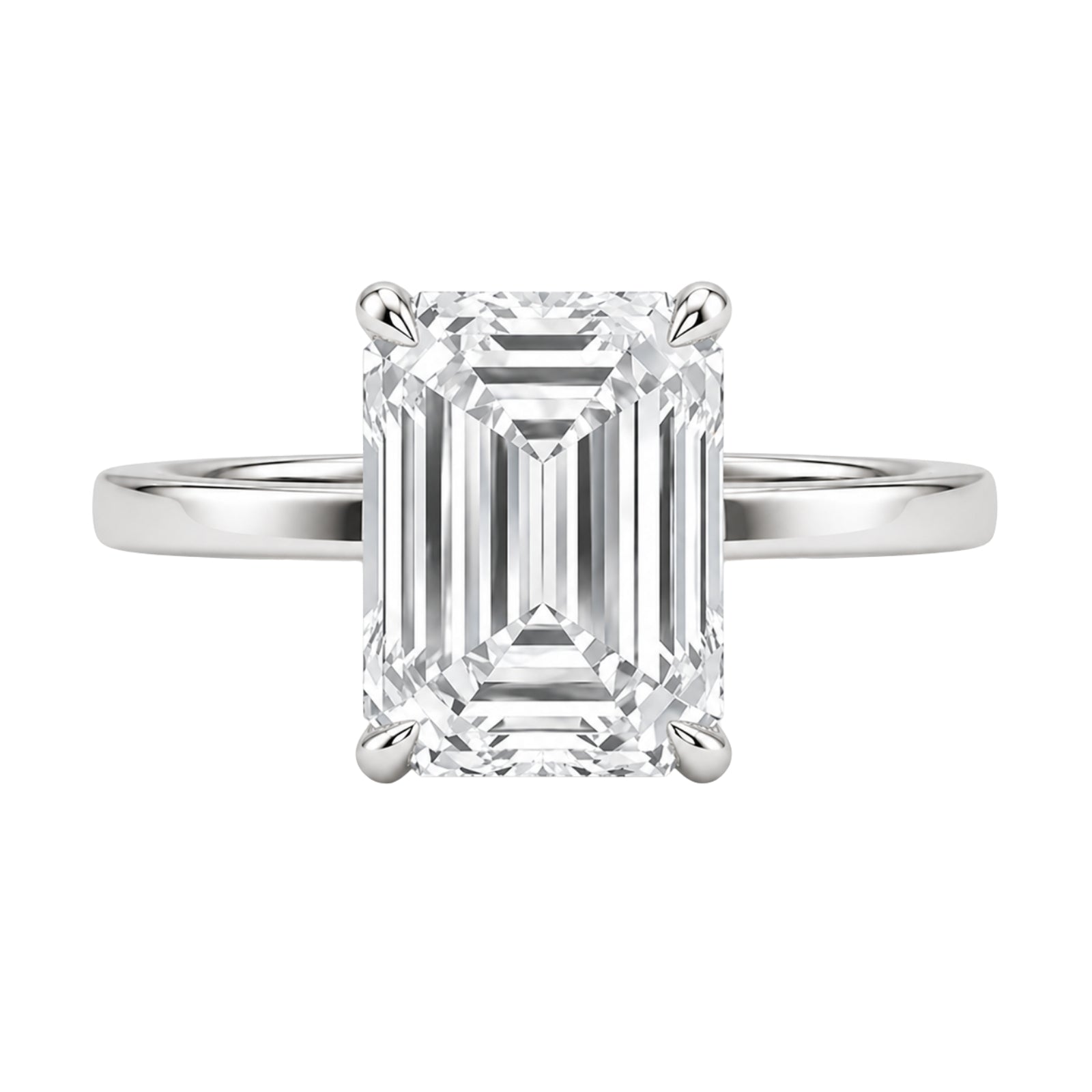 1.00-6.00 Carat T.W. Emerald-cut IGI Certified Lab Grown Diamond (F/VS+) 14K Gold Solitaire Ring
