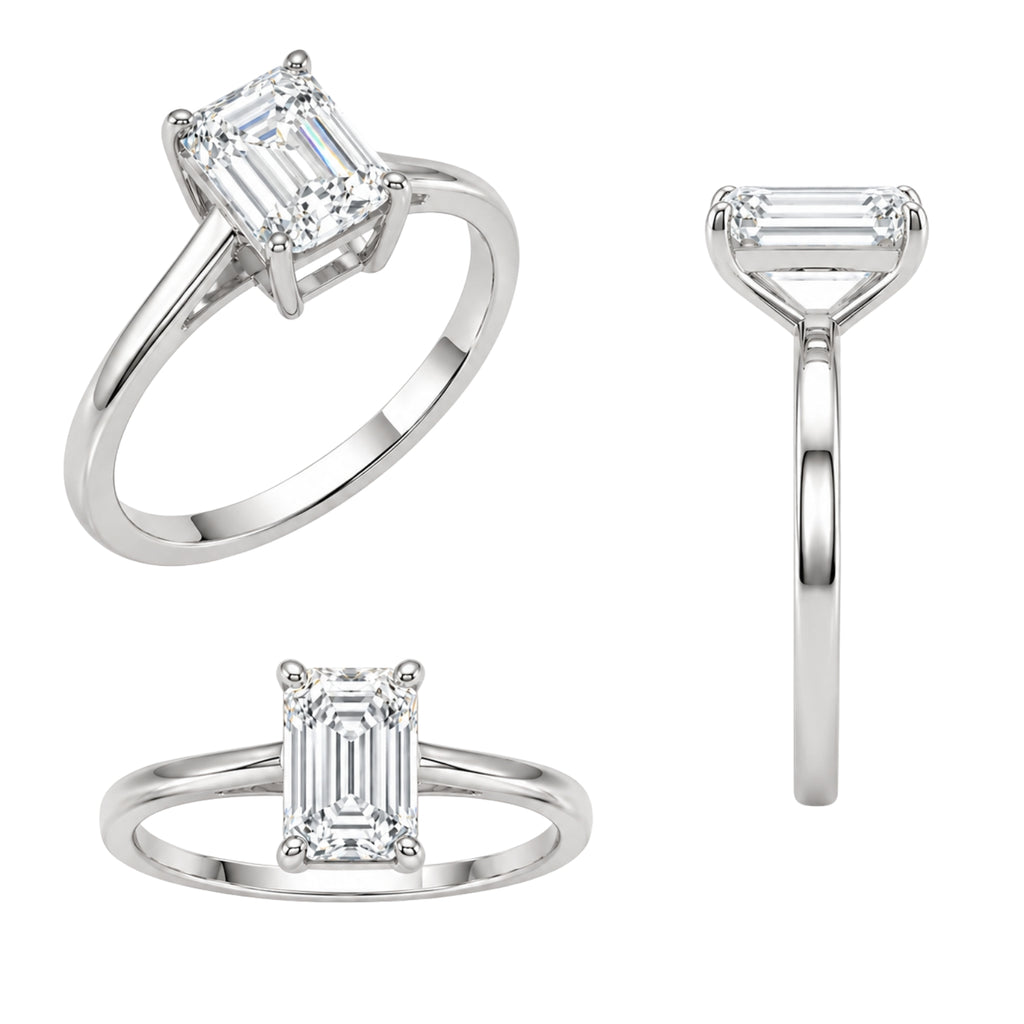 1.00-6.00 Carat T.W. Emerald-cut IGI Certified Lab Grown Diamond (F/VS+) 14K Gold Solitaire Ring