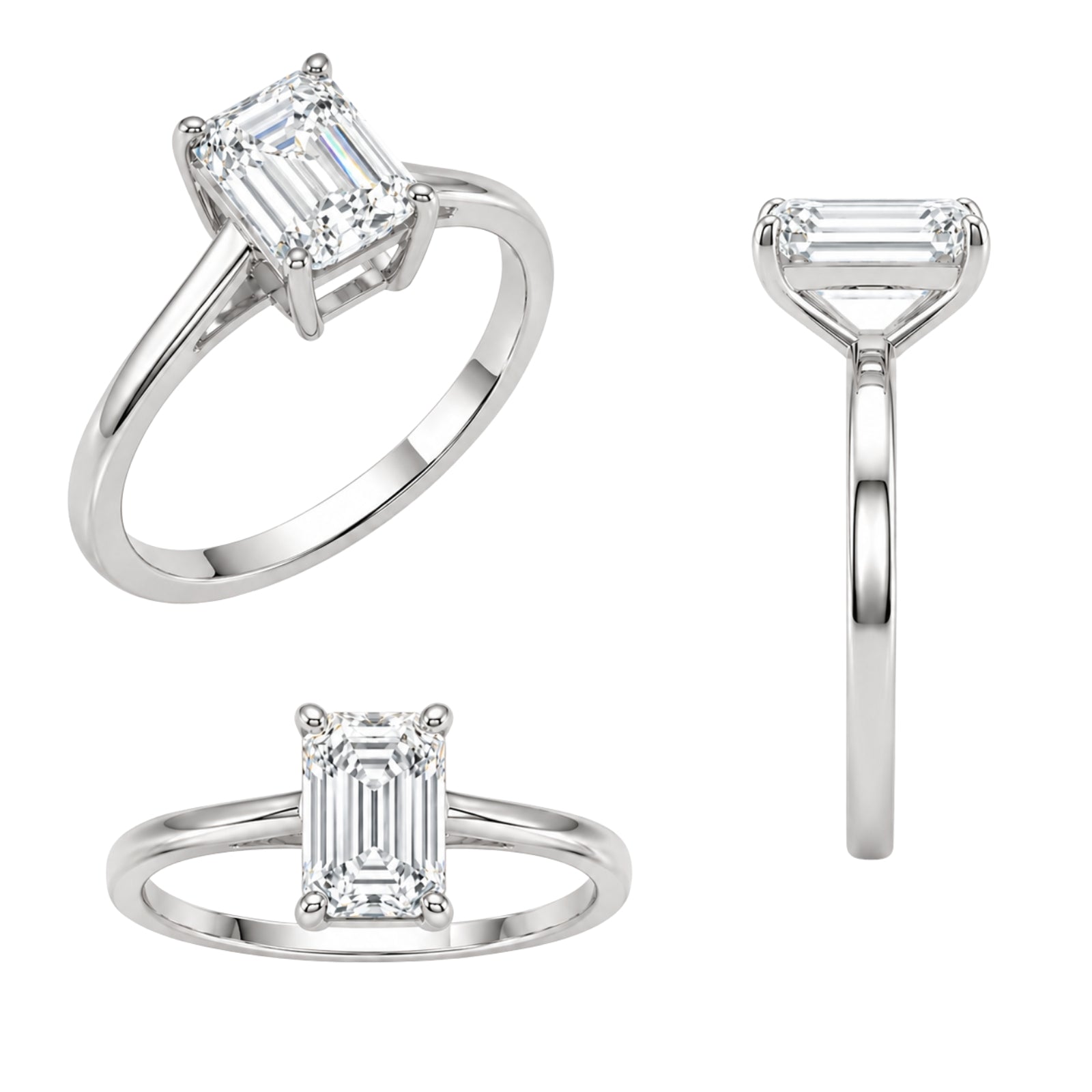 1.00-6.00 Carat T.W. Emerald-cut IGI Certified Lab Grown Diamond (F/VS+) 14K Gold Solitaire Ring