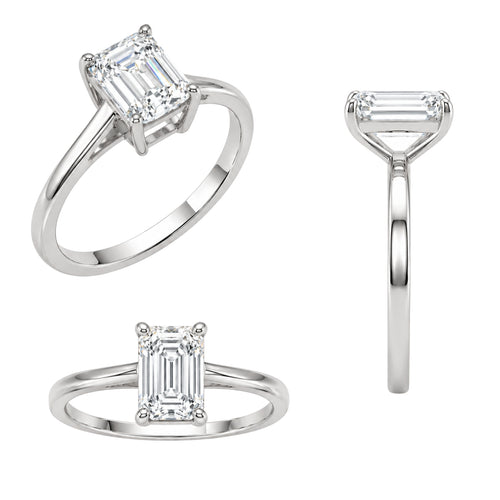1.00-6.00 Carat T.W. Emerald-cut IGI Certified Lab Grown Diamond (F/VS+) 14K Gold Solitaire Ring