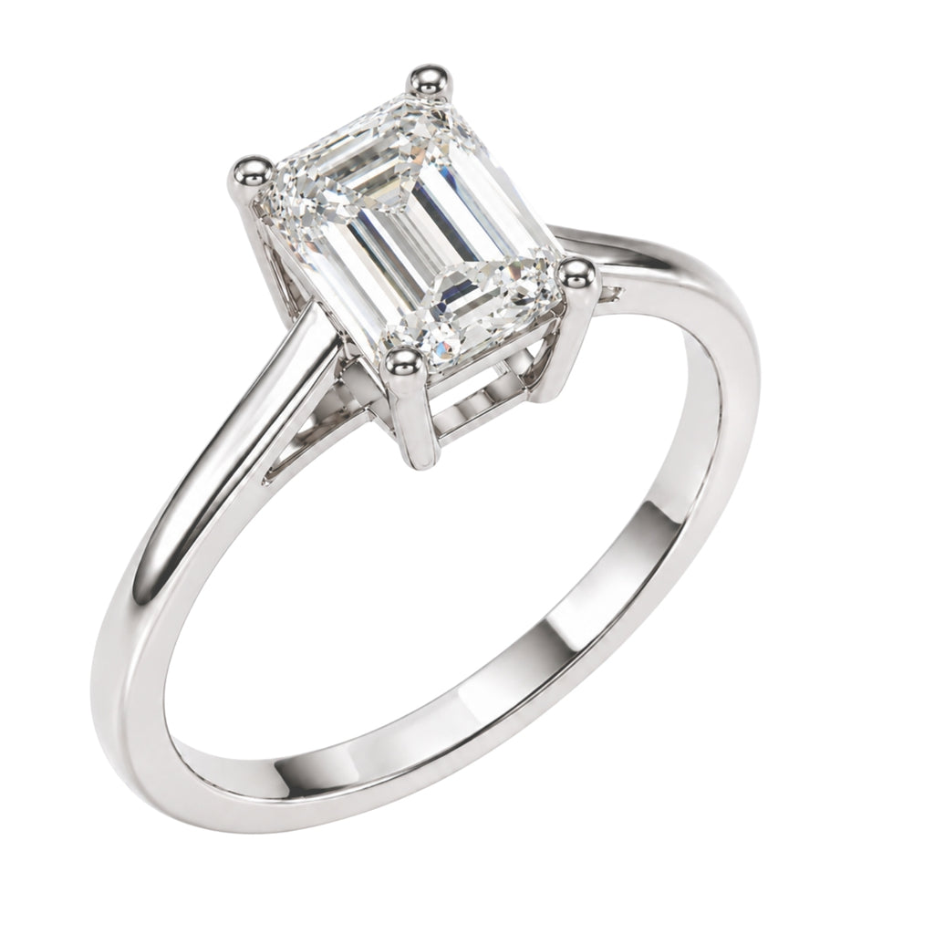 1.00-6.00 Carat T.W. Emerald-cut IGI Certified Lab Grown Diamond (F/VS+) 14K Gold Solitaire Ring